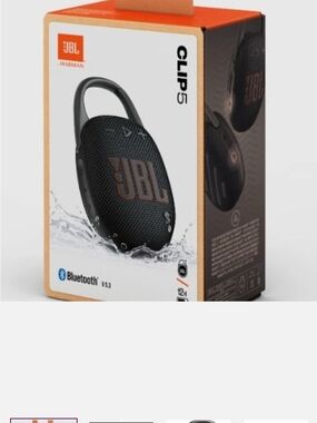 Harman JBL Clip 5 Portable Bluetooth Speaker - Black with Orange Logo